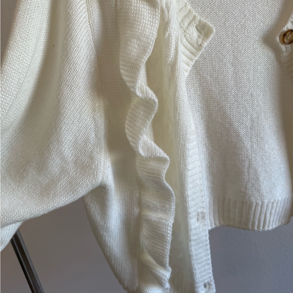 Women's Cream Ruffled Cardigan by Divided - Picture 3 of 4